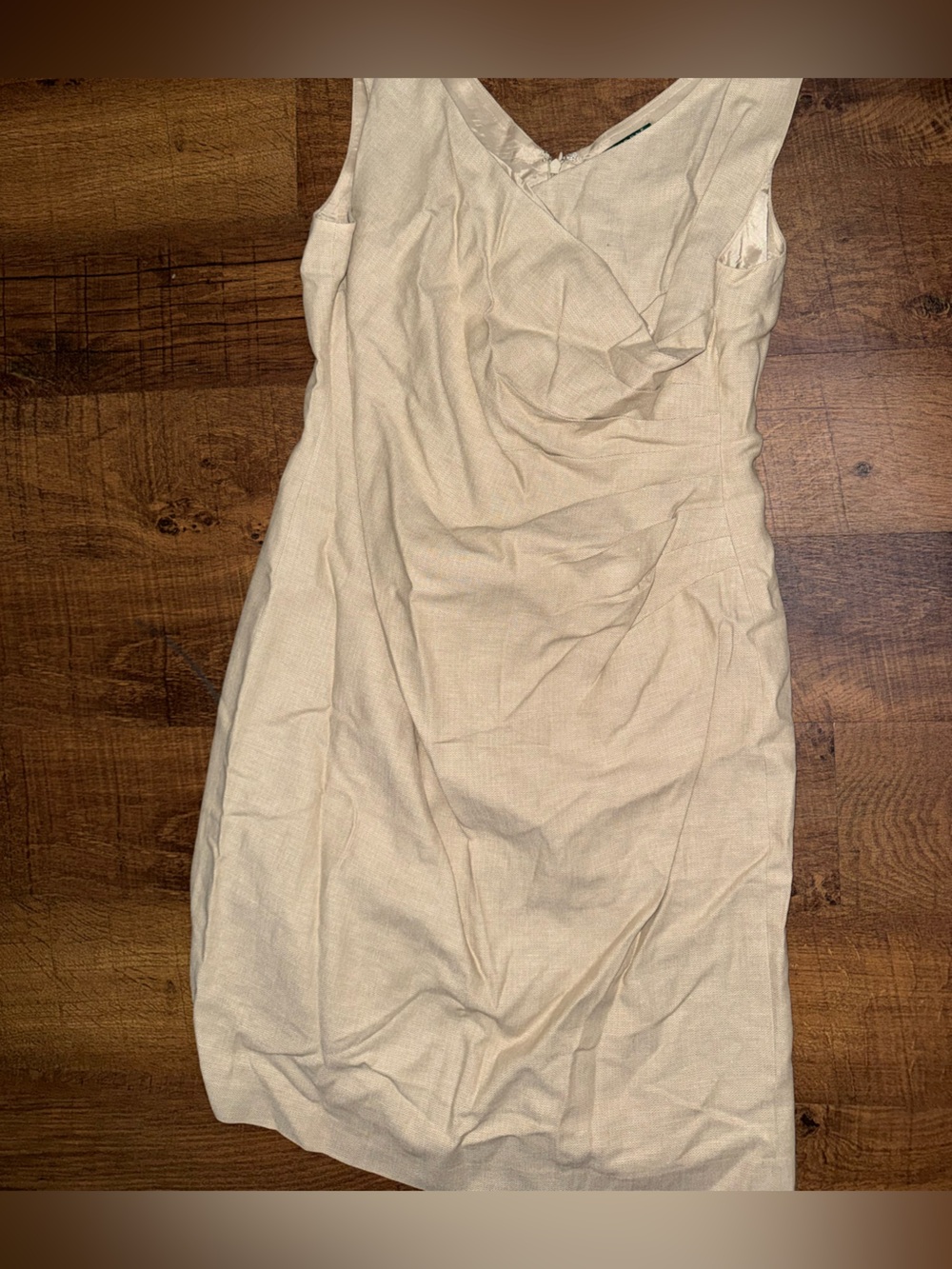 SOLD Polo by Ralph Lauren Cream Sleeveless Draped Sheath Dress